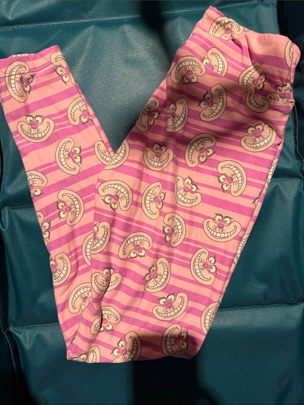 Pink Striped Disney Cheshire Cat Leggings